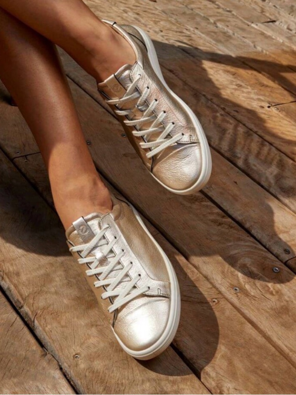 ECCO Soft 7 Gold Women's Leather Sneakers
